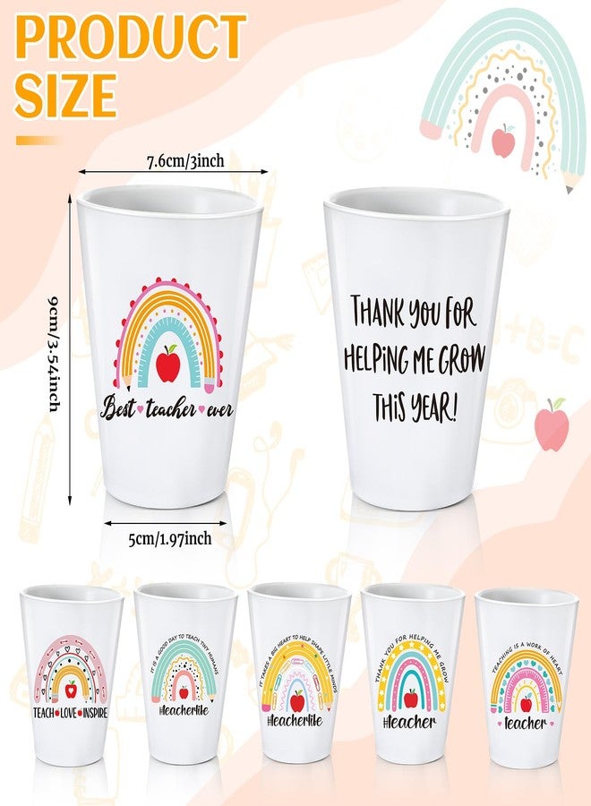 Skybooly 6 Pcs Back to School Teacher Gifts Thank You Gifts for Women Boho Rainbow White Ceramic Flower Plant Containers Bulk Table Decorations for Teacher Appreciation Week Birthday(Flower Pot) - Image 3
